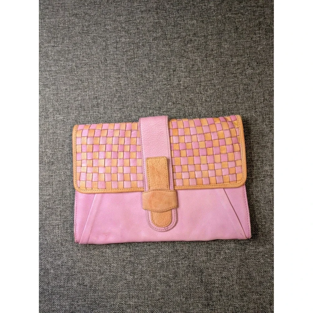 HOLDING HORSES ANTHROPOLOGIE Leather Cross Pink Hobo Hand bag Lined